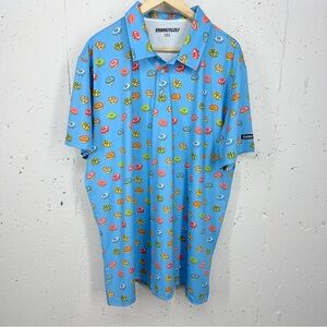ShankItGolf men's Size 2XL Blue Donut Print Polo Gold Shirt